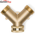 GutenTop Haute Qualité Jardin Y-FORME Robinet Joint Valve Connecteur Laiton Double Pass Avec 2 Adaptateurs Standard Américain